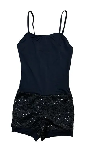 Weissman Black Sequin Dance Romper‎ Performance Costume Spandex Size Small Adult thumbnail 1