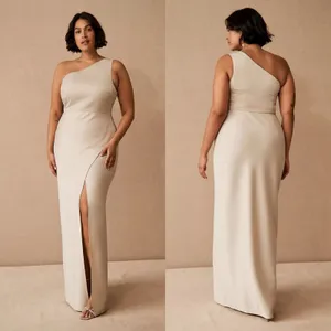 BHLDN Anthropologie Dylan One-Shoulder Satin Side Slit Gown Champagne Womens 8‎ thumbnail 2
