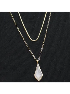 NWT Kendra Scott Teardrop Pendant Flat Chain Necklace Gold Yellow 22.5" thumbnail 2