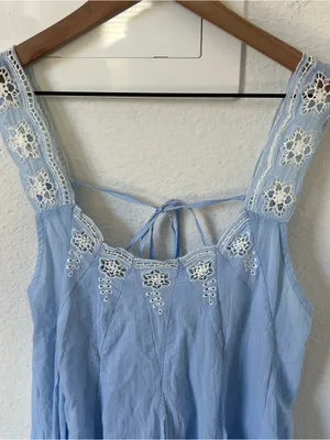 Free People To The Moon Maxi Dress in Poplin Blue NWT thumbnail 6