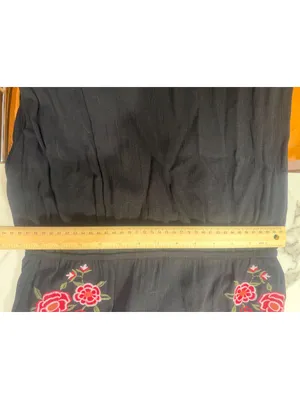 Size M Black Maxi Dress with Floral Embroidery thumbnail 6