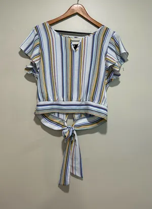 Semi cropped striped top Blue Size L thumbnail 1