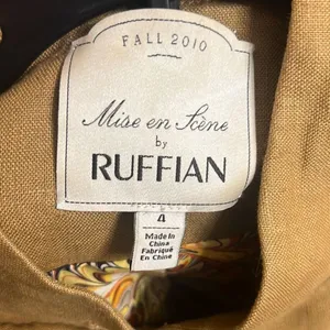 ✨Anthropologie RUFFIAN MISE SCENE Sz 4 Jacket Coat Ruffle Linen Silk✨ thumbnail 6