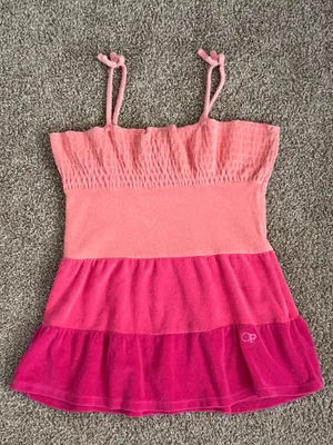 OP Ocean Pacific Pink Terry Cloth Swim Cover Up Mini Dress Y2K Style M thumbnail 2