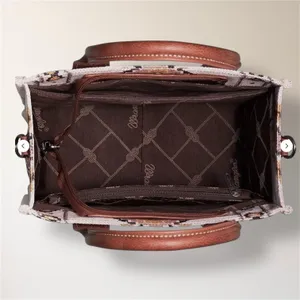 New Wrangler Aztec Canvas Tote Crossbody Bag Coffee Brown Southwestern‎ Purse thumbnail 5