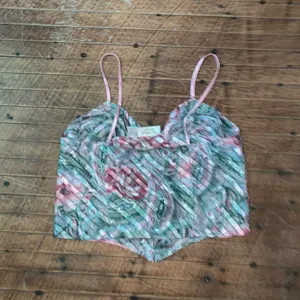 Victoria’s Secret gold label rose print vintage semi sheer S corset top thumbnail 3