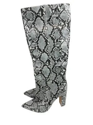 Steve Madden Rouge Gray Snakeskin Faux Leather Point Toe Knee‎ High Boots Size 9 thumbnail 4
