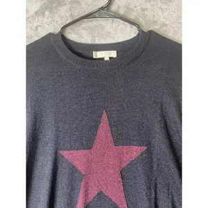 Hobbs London Black Glitter Star Crewneck Sweater Pullover Size Small Metallic thumbnail 2
