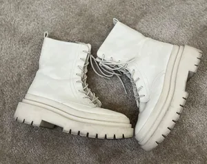 Cool Planet Lug Sole Combat Boots Bone Color thumbnail 1