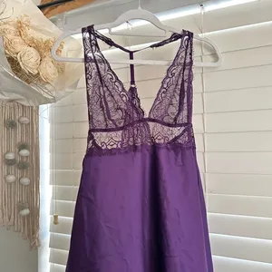 Purple Satin Lace Babydoll Slip Nightgown Fairy Grunge Coquette Y2K Small thumbnail 2