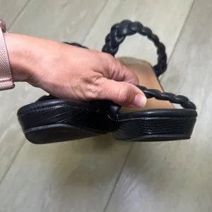 EUC Dolce Vita DV Peggy black braided‎ straps platform block heel size 8 leather thumbnail 6