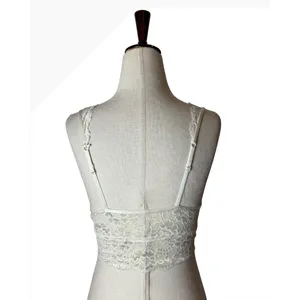 Candie's Lace Bralette Women Medium Ivory Strappy V Neck Wireless Intimates Sexy thumbnail 3
