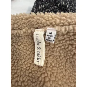 Robbi & Nikko Hooded Vest Women's Medium Brown Faux Suede Sherpa Sleeveless thumbnail 7