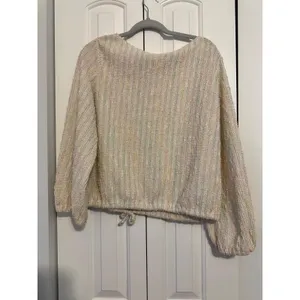 C'Mom vintage 1980s‎ cream and pastel striped sweater blouse thumbnail 6