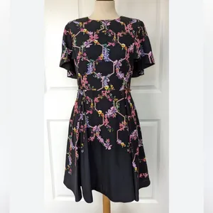 Ted Baker Black Dress with Pink Floral Design Uk 1 (US 4) thumbnail 2