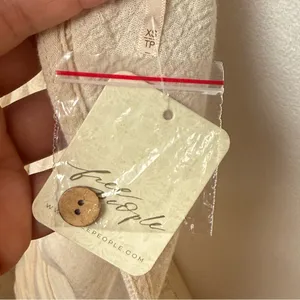 Free People Mini Dress XS Cream Gauzy‎ Boho Peasant Ruched Buttons Neutral NWT thumbnail 10