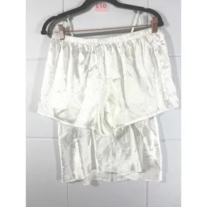 Flora Nikrooz Tiana Jacquard Cami Set Ivory Lace Satin Pajamas Q81619 Medium M thumbnail 6