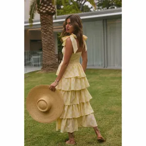 Sofie the Label Dalia Yellow Gingham Tiered Maxi Dress thumbnail 2