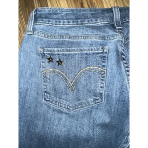 Levi's 535 Super‎ Skinny Jeans Womens Sz 30 Blue Denim Stars Accents Artsy Art thumbnail 9