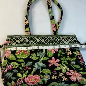 Vera Bradley Black Tote with Pink and Green Floral Pattern thumbnail 9