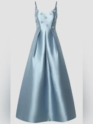 NEW Kay Unger Eloise Satin Floral-Embellished Ice blue Gown Sz 10 thumbnail 2