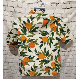 Anthropologie Print Fresh Button Up Shirt Women’s Orange Fruit Cotton Small thumbnail 3