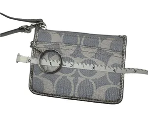 COACH Gray Coated Canvas Card Holder Wallet Wristlet thumbnail 7