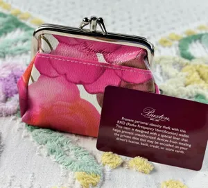 Buxton Pink Floral RFID Triple Frame Coin Purse Kiss‎ Lock Wallet 202P40 thumbnail 1