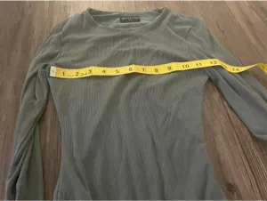 White Fox Long Sleeve Ribbed Body Suit XS Sage Green thumbnail 5