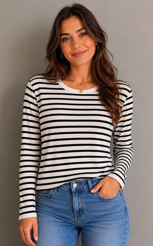 Abercrombie & Fitch Striped Long Sleeve Parisian Chic Indie Top L Coastal French thumbnail 1