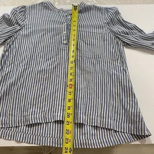 Madewell Striped Henley Top Women’s Medium Blue White Long Sleeve Cotton Shirt thumbnail 5