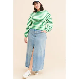 Maeve Anthropologie Green White Striped Corset-Waist 2X Sweatshirt Top OP1682588 thumbnail 9