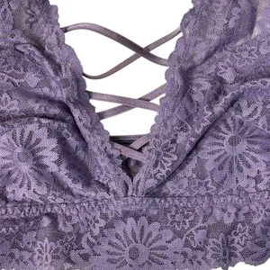 Victoria’s Secret PINK Large Lace Bralette Lace-Up Convertible Adjustable Purple thumbnail 2