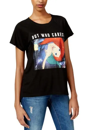 NWT Disney Juniors Ariel Cares Graphic T-Shirt Tee Black M thumbnail 1
