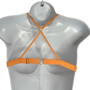 Skin XS Odelyn Triangle Bra Orange Strappy Back Adjustable Sheer Cotton‎ NWT $78 thumbnail 3