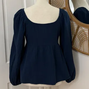 Universal Thread Gauze Peplum Top XS Relaxed Fit Cotton Boho Coastal Minimalist thumbnail 2