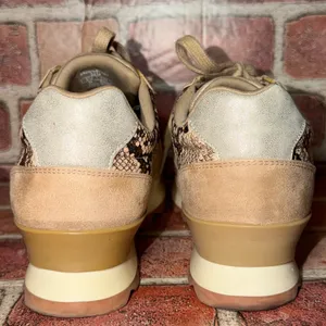 Pre-Owned Zara Brown Snake Print Platform Faux Leather Sneakers Shoes Size 38 thumbnail 6