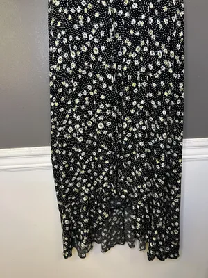 Rewind Dress Womens Large Black Floral Button Front Tie Waist Maxi Sundress thumbnail 3
