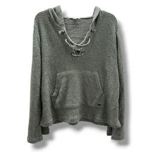 ONeill Tanya Hoodie Sage Green Lace Up Bell Sleeve Hooded Sweater Knit Top M‎ thumbnail 4
