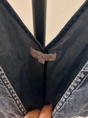 Pink Lily Denim Romper in Faded Blue thumbnail 6