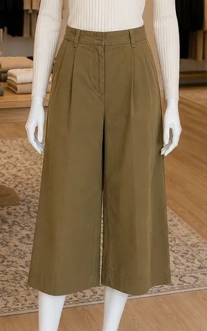 COS Womens Pants Brown Khaki Pleated Barrel Leg Cropped High Rise 4 thumbnail 1