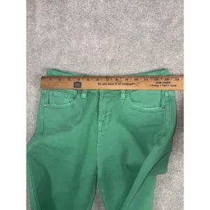 Mica Cropped Flare Jeans Women Size 25 Green Distressed Raw Hem High Rise Boho thumbnail 8