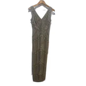 Adrianna Papell Embellished Beaded Evening Blue Dress Gown Prom Sz 4 thumbnail 7