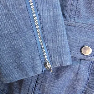 White House Black‎ Market -961 WHBM Chambray Moto Jacket Womens 14 thumbnail 6