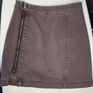 Free People Black Zip Up Denim Pencil Mini Skirt thumbnail 3