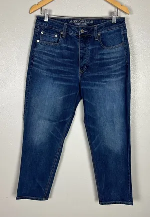 American Eagle Vintage Hi Rise Jeans Womens 12S Short Denim Blue Button Fly‎ thumbnail 1