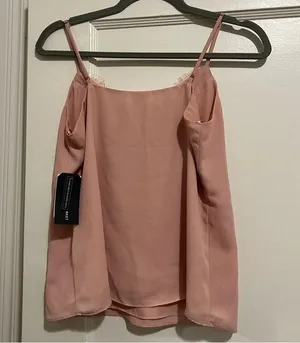 Blush Pink V Neck Lace Trim Cami Tank Top XSmall NWT thumbnail 6