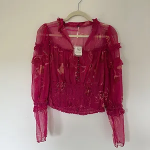 Free People Time For Shine Smocked Mesh Top In Purple Combo thumbnail 5