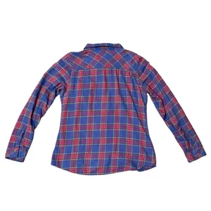 BKE Plaid Flannel with Custom Bead Embellishment L 21” p2p Blue Multi EUC thumbnail 4