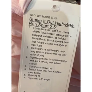 NWT new womens lululemon shake it out shorts large light pearl pink $68 lined thumbnail 2